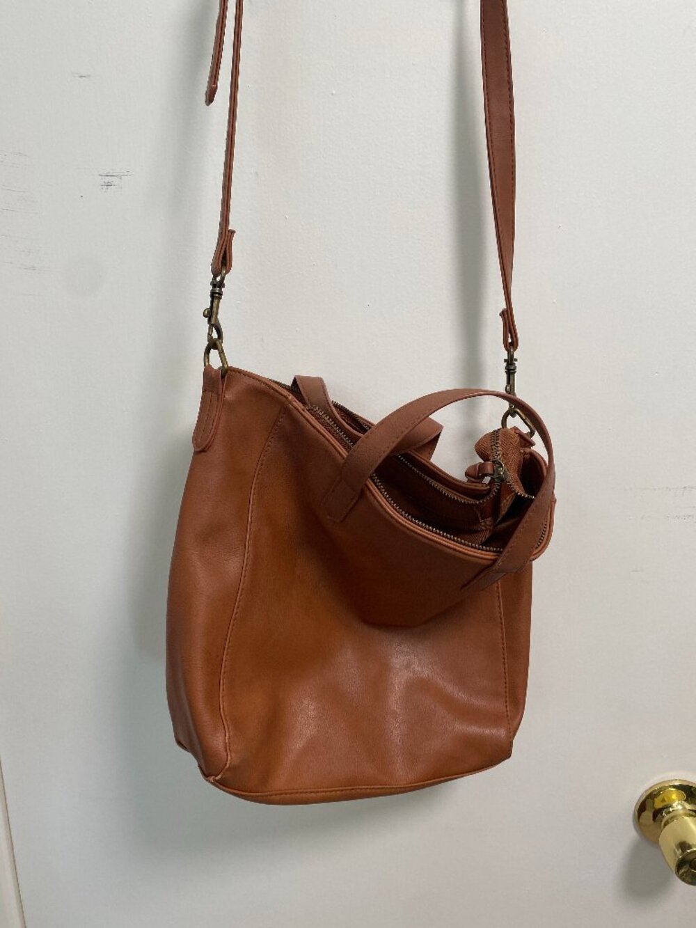 Pleather Medium Sized Crossbody Purse